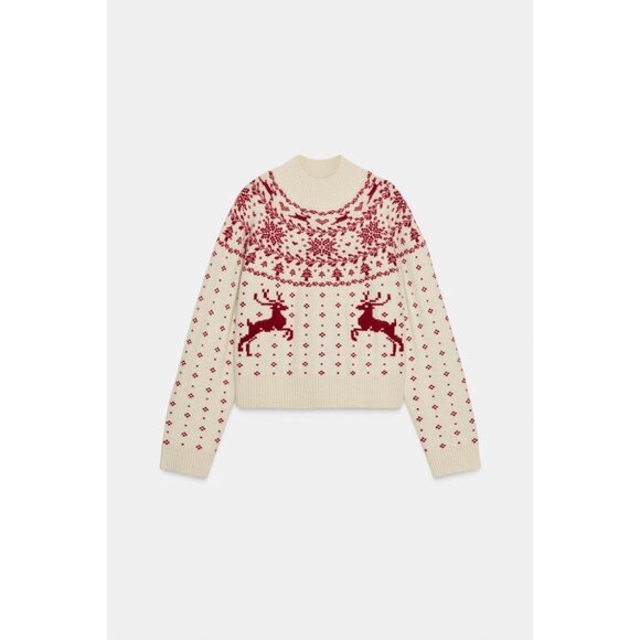 ZARA CHRISTMAS JACQUARD KNIT JUMPER - Picture 1 of 4